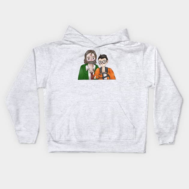 Disco Elysium Kim And Harry Driving Design Kids Hoodie by nhitori